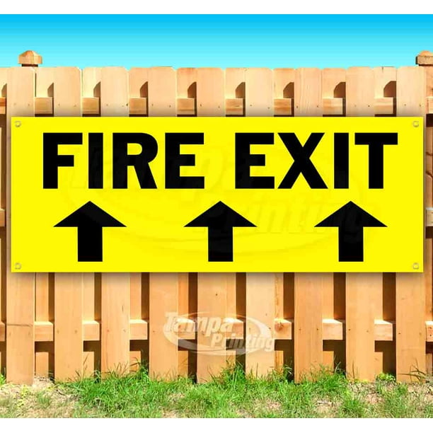 FIRE EXIT rd 13 oz Heavy Duty Vinyl Banner Sign with Metal Grommets New Advertising Store Many Sizes Available Flag, 